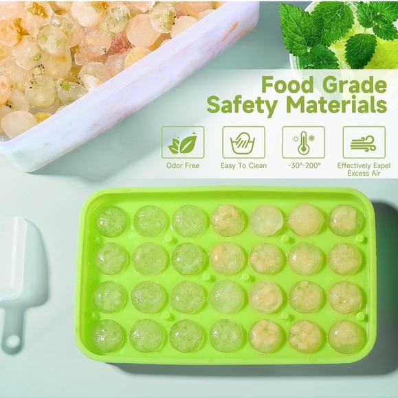 NIB Ice Cube Tray/Mold, Silicone Apple Ice Ball Trays Box and Scoop, Green - Picture 4 of 5
